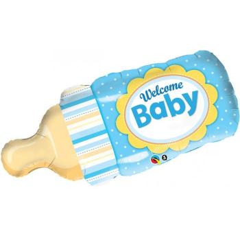 BALLON ALU FORME BIBERON BLEU 39" 99CM