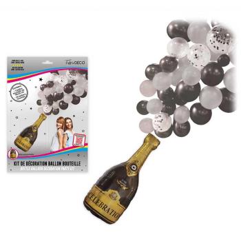 KIT BALLONS FESTIF ARGENT (ballon bouteille+54ballons)