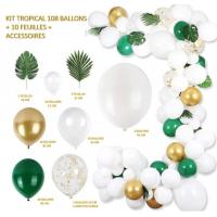 KIT TROPICAL 108 BALLONS + 10 FEUILLES