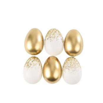 OEUFS DE PAQUES BLANC, OR ET PAILLETTES X6 (5,8x4cm)