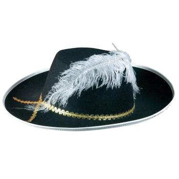 CHAPEAU MOUSQUETAIRE ADULTE NOIR