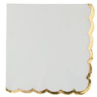 SERVIETTES BLANC LISERE OR 33X33CM  X16