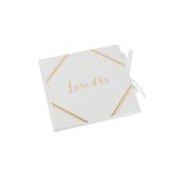 LIVRE D'OR BLANC EMBOSSE OR ET RUBAN 21X20CM (68 pages)