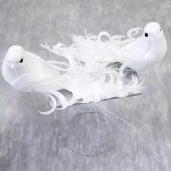 OISEAUX SUR PINCE BLANC X4 6.5 x 1.8 cm