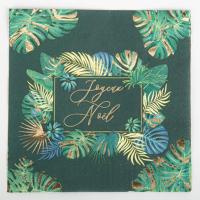 16 SERVIETTES JUNGLE JOYEUX NOEL DEGRADE DE VERT ET OR