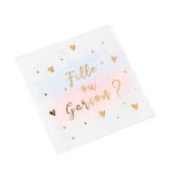 SERVIETTES GENDER REVEAL FILLE OU GARCON 33X33CM  X16