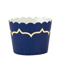 CAKE CUPS BLEU MARINE ET DORURE 85ML DIAM 6X4,5CM  X20