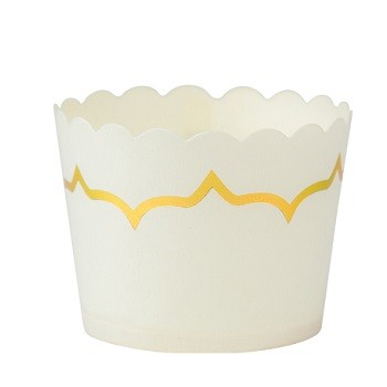 CAKE CUPS BLANC ET DORURE 85ML DIAM 6X4,5CM  X20