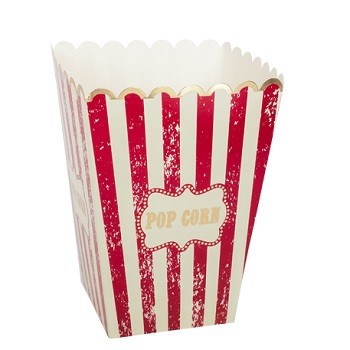 BOITES A POPCORN CIRCUS VINTAGE IVOIRE ET ROUGE 13X10CM  X8